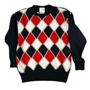 ✅ SALE ❤️🖤 Paris Sports Club Vintage Women’s Festive Argyle Jumper